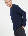 LUKE 13 4-thread cashmere V-neck sweater navy blue