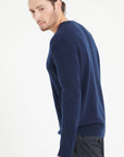 LUKE 13 4-thread cashmere V-neck sweater navy blue