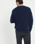 LUKE 13 4-thread cashmere V-neck sweater navy blue