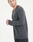 LUKE 13 4-thread cashmere V-neck sweater charcoal grey