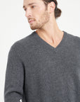 LUKE 13 4-thread cashmere V-neck sweater charcoal grey