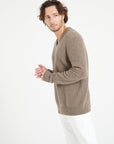 LUKE 13 4-thread cashmere V-neck sweater in taupe