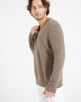 LUKE 13 4-thread cashmere V-neck sweater in taupe