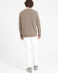 LUKE 13 4-thread cashmere V-neck sweater in taupe