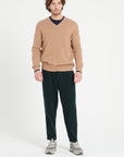 LUKE 13 Camel 4-thread cashmere V-neck sweater