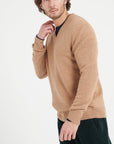 LUKE 13 Camel 4-thread cashmere V-neck sweater