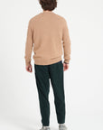 LUKE 13 Camel 4-thread cashmere V-neck sweater