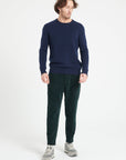 LUKE 14 4-thread cashmere round-neck sweater navy blue