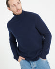 LUKE 15 4-thread cashmere turtleneck sweater navy blue