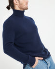 LUKE 15 4-thread cashmere turtleneck sweater navy blue