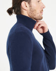 LUKE 15 4-thread cashmere turtleneck sweater navy blue