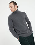 LUKE 15 4-thread cashmere turtleneck sweater charcoal grey