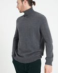 LUKE 15 4-thread cashmere turtleneck sweater charcoal grey