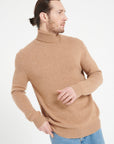 LUKE 15 Camel 4-thread cashmere turtleneck sweater