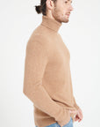 LUKE 15 Camel 4-thread cashmere turtleneck sweater