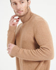 LUKE 15 Camel 4-thread cashmere turtleneck sweater