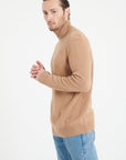 LUKE 15 Camel 4-thread cashmere turtleneck sweater