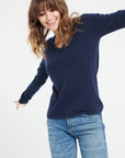 LILLY 2 V-neck cashmere sweater navy blue