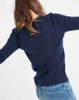 LILLY 2 V-neck cashmere sweater navy blue