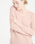 LILLY 2 V-neck cashmere sweater powder pink