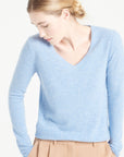 LILLY 2 V-neck cashmere sweater sky blue