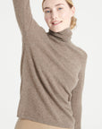 LILLY 3 Cashmere turtleneck sweater in taupe