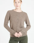 LILLY 4 Slim-fit cashmere round-neck cardigan in taupe