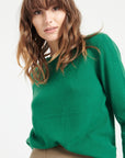 LILLY 5 Emerald green cashmere boat-neck sweater