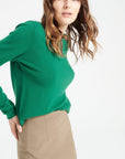 LILLY 5 Emerald green cashmere boat-neck sweater