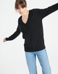 LILLY 6 V-neck cashmere sweater, black