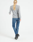 LILLY 6 Light grey cashmere V-neck sweater