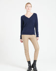 LILLY 6 Cashmere V-neck sweater navy blue