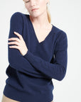 LILLY 6 Cashmere V-neck sweater navy blue