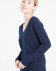 LILLY 6 Cashmere V-neck sweater navy blue