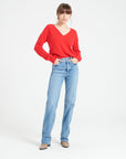 LILLY 6 Cashmere V-neck sweater in red