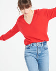 LILLY 6 Cashmere V-neck sweater in red