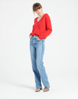 LILLY 6 Cashmere V-neck sweater in red