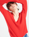 LILLY 6 Cashmere V-neck sweater in red