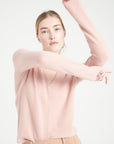 LILLY 7 V-neck cashmere cardigan in powder pink