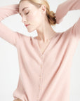 LILLY 7 V-neck cashmere cardigan in powder pink