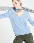 LILLY 7 Slim-fit cashmere V-neck cardigan sky blue