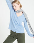 LILLY 7 Slim-fit cashmere V-neck cardigan sky blue