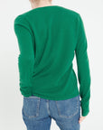 LILLY 7 V-neck cashmere cardigan, curved, emerald green