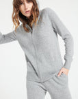 LILLY 8 Light grey cashmere zip hoodie