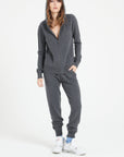 LILLY 8 Cashmere zipped hoodie charcoal grey