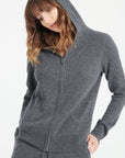 LILLY 8 Cashmere zipped hoodie charcoal grey