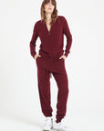 LILLY 8 Zipped cashmere hoodie burgundy red