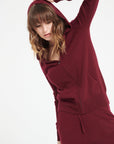 LILLY 8 Zipped cashmere hoodie burgundy red