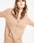 LILLY 8 Camel cashmere zip hoodie