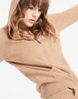 LILLY 8 Camel cashmere zip hoodie